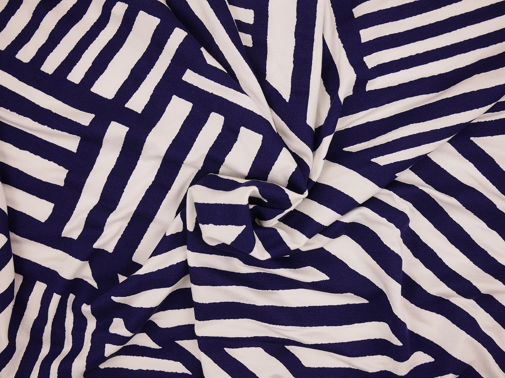 Single Jersey Printed Fabric - Haphazard Stripe
