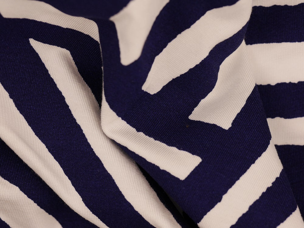 Single Jersey Printed Fabric - Haphazard Stripe