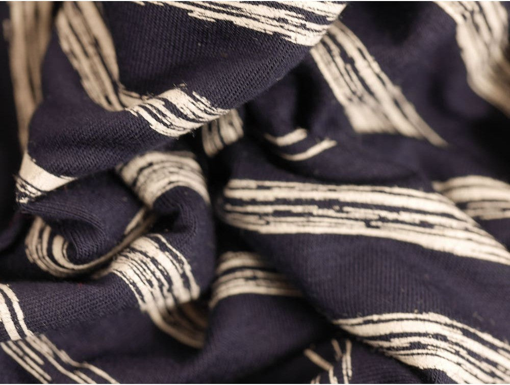 Single Jersey Printed Fabric - Navy Stripe