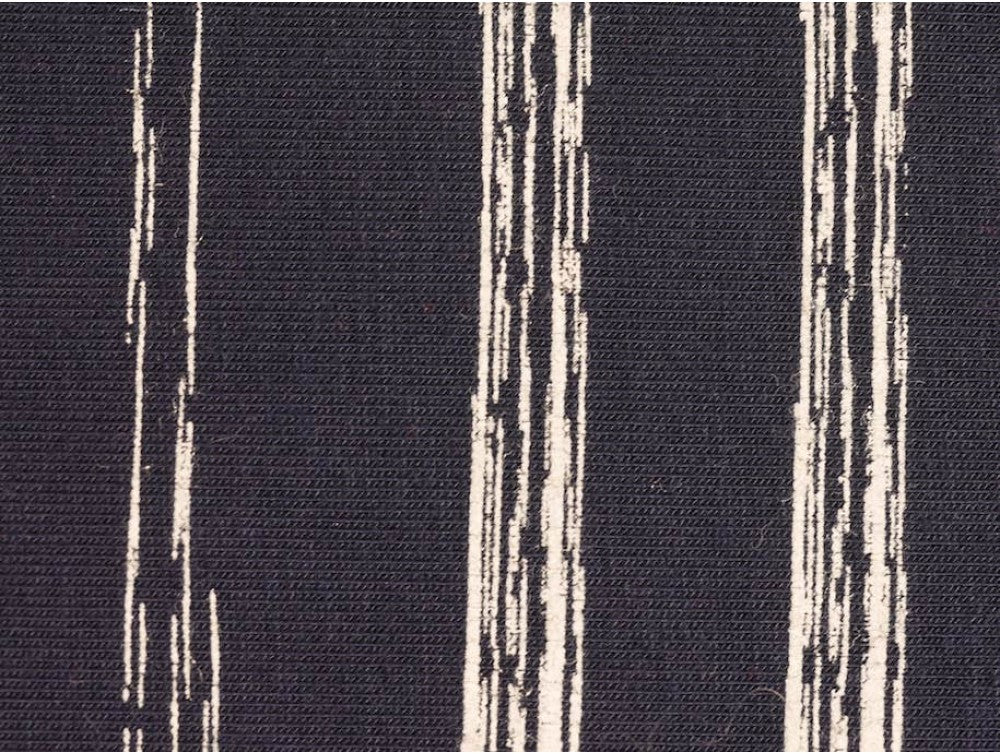Single Jersey Printed Fabric - Navy Stripe