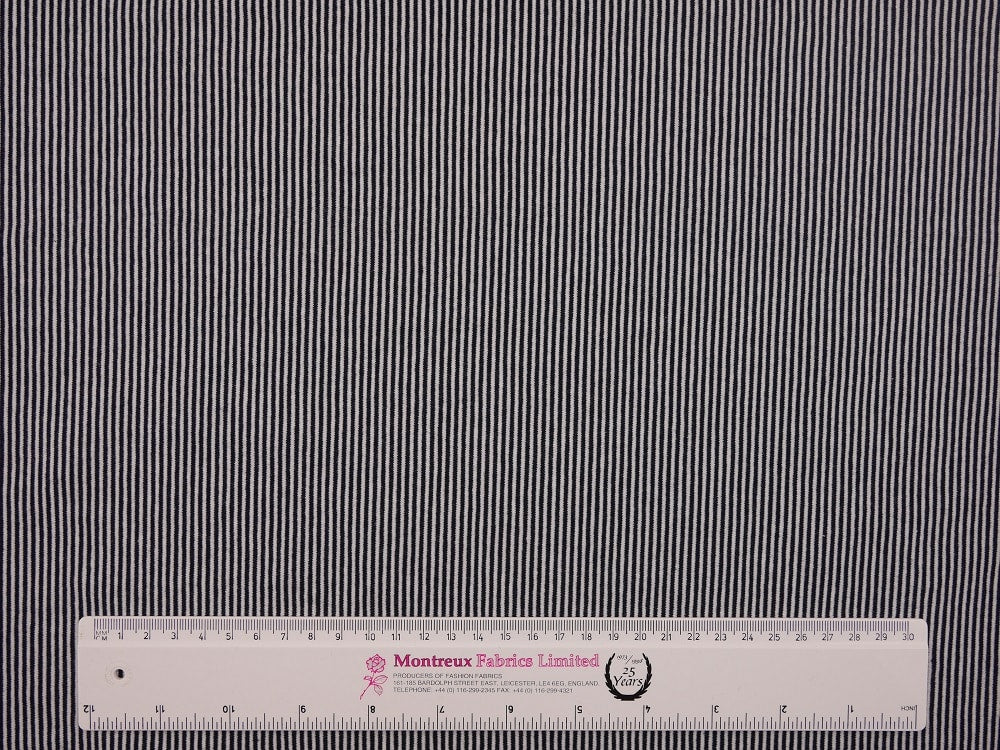 Single Jersey Fine Stripe Fabric - Black/White