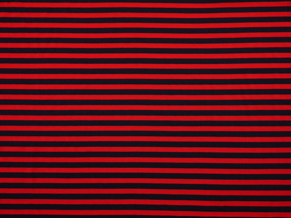 Single Jersey Stripe Fabric - Red/Navy