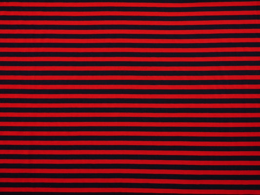 Single Jersey Stripe Fabric - Red/Navy