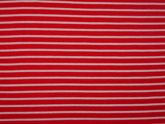 Single Jersey Stripe Fabric - Tomato/White