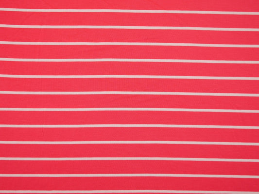 Single Jersey Stripe Fabric - Salmon/White
