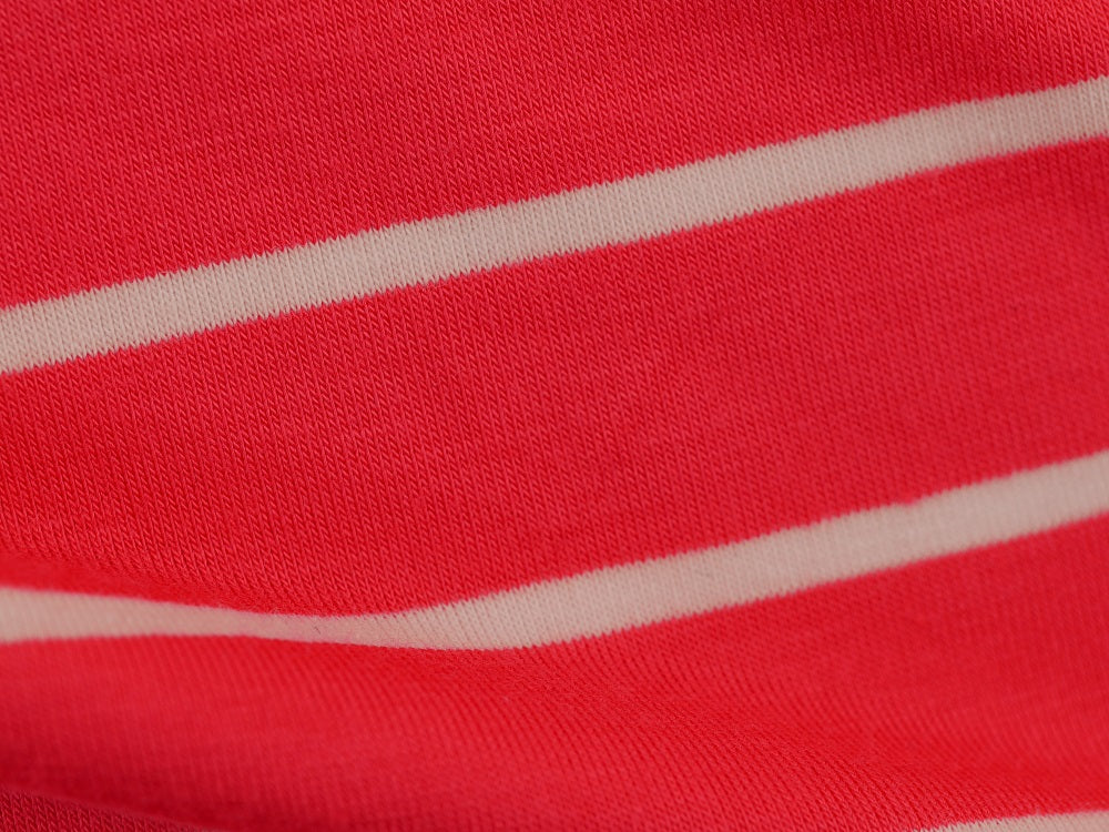 Single Jersey Stripe Fabric - Salmon/White