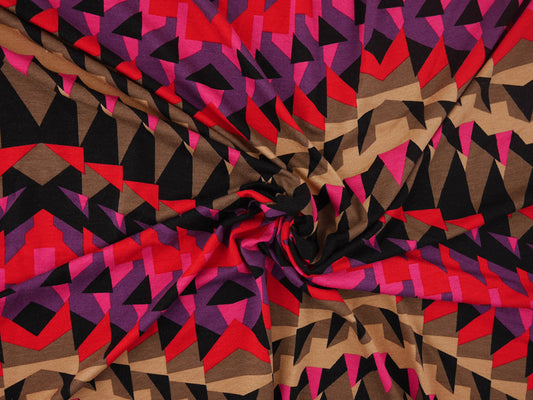 Printed Viscose Jersey Fabric - Abstract Geometric