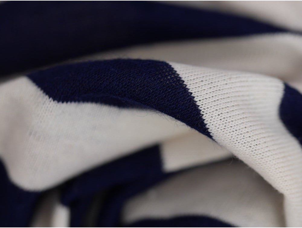 Single Jersey Large Stripe Fabric - Navy/Cream