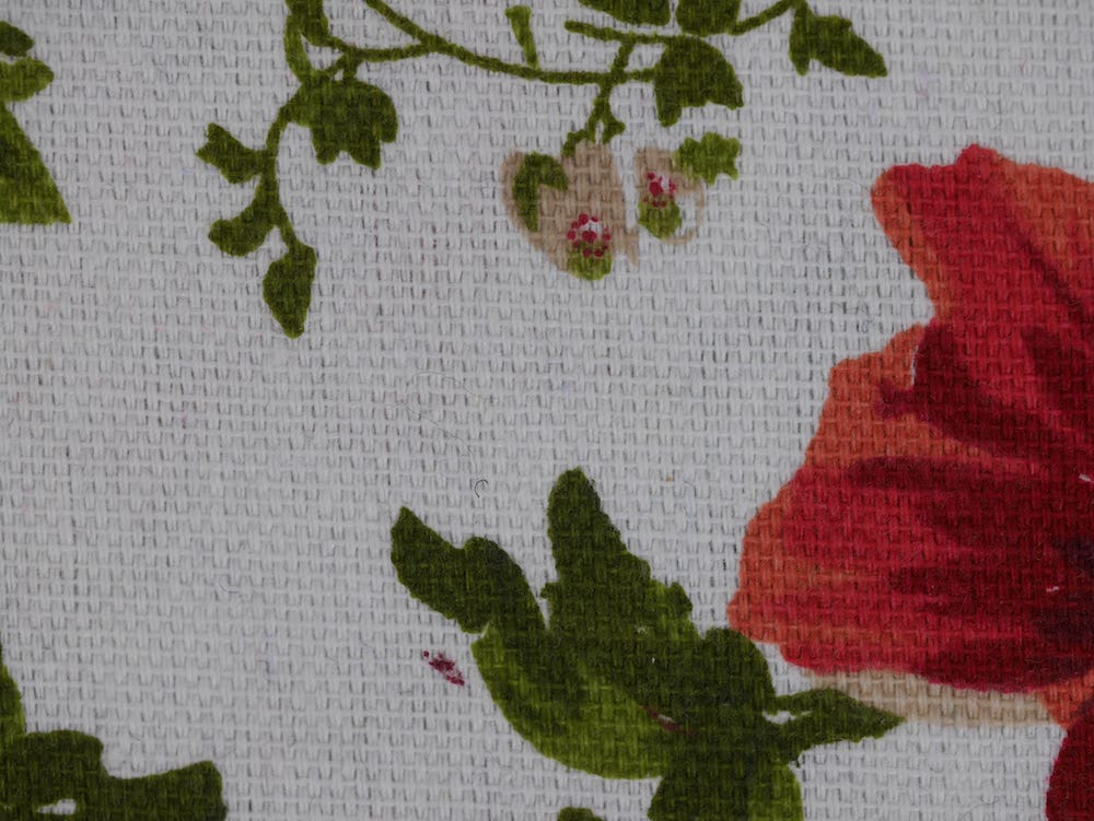 Canvas Fabric - Coral Rose Flowers