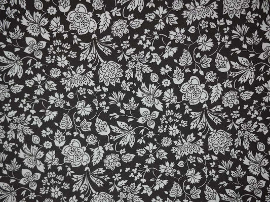 Double Organic Cotton Jersey Interlock Fabric - Black and White Floral