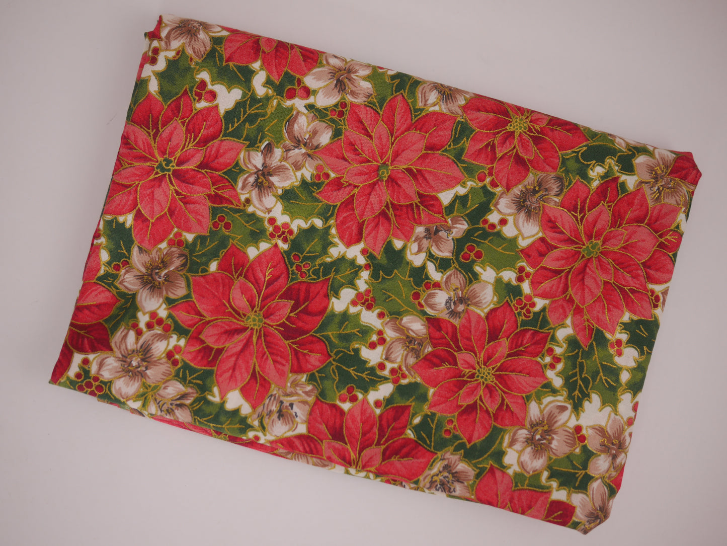 Printed Cotton Poplin - Christmas Flowers 1 Metre Remnant