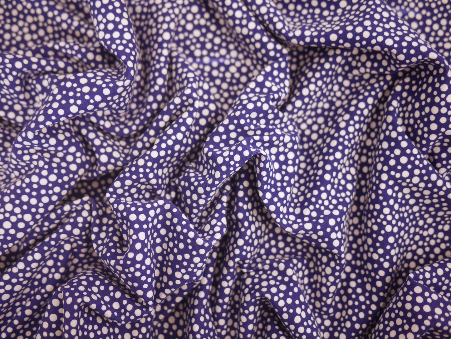 Navy and White Spot Jersey 1.35 Metre Remnant (Slight Fault)