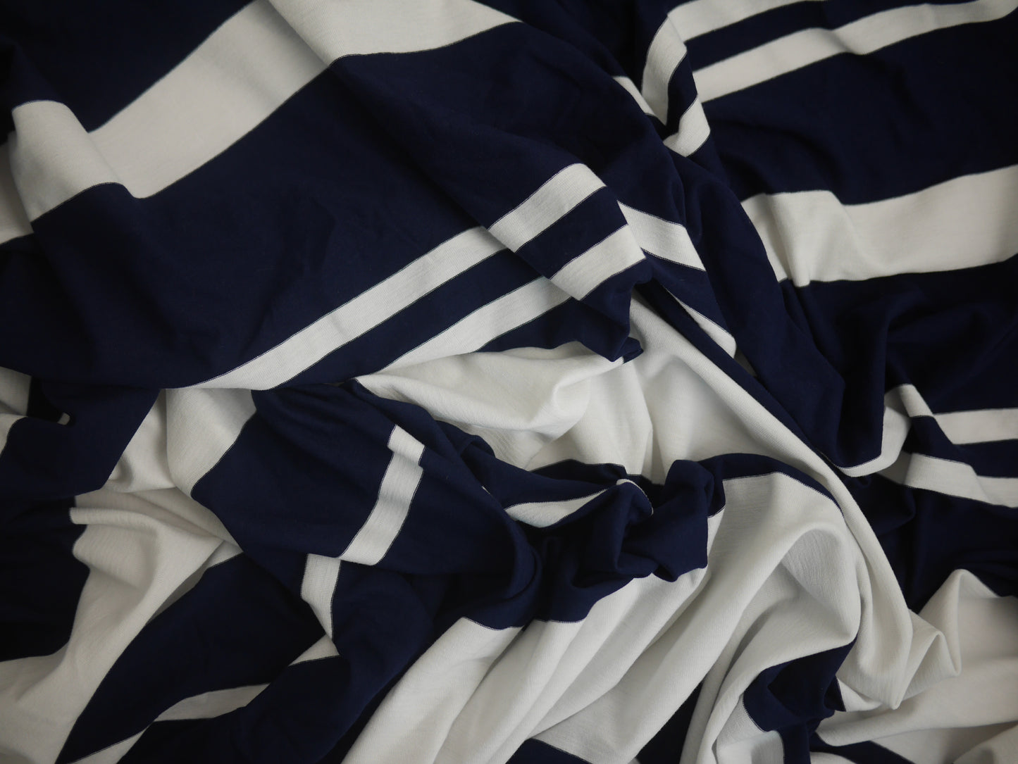 Striped Viscose Jersey - Navy and White 1.50 Metre Remnant