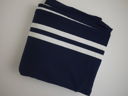 Striped Viscose Jersey - Navy and White 1.50 Metre Remnant