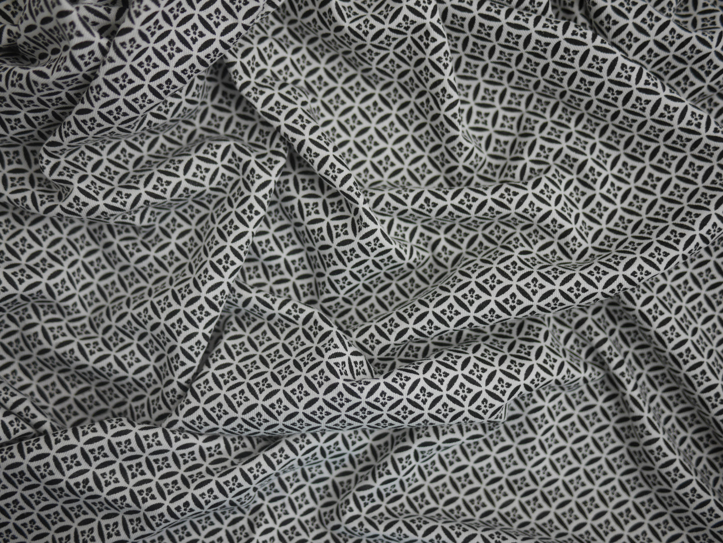 Viscose Jersey - Black and White Geometric 0.90 Metre Remnant