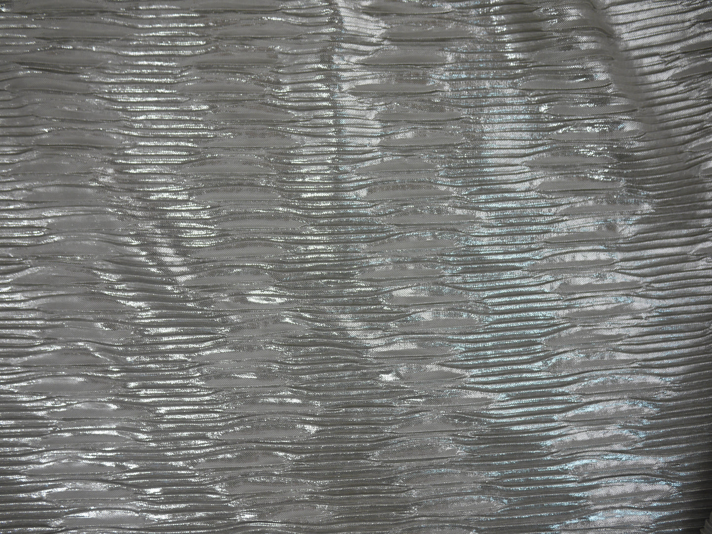 Pleated Foil Print Fabric - Silver