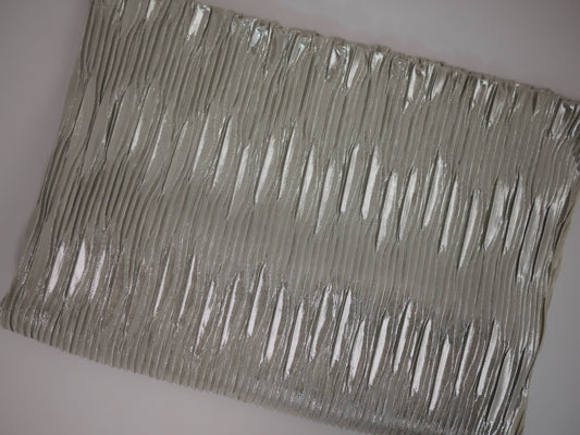 Pleated Foil Print Fabric - Silver
