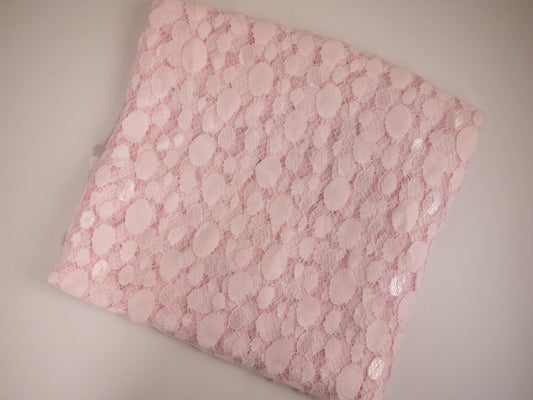 Lace Fabric - Baby Pink 1 Metre Remnent