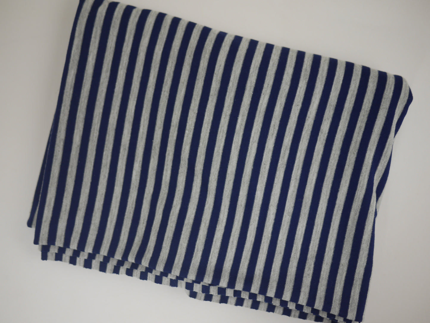 Single Jersey Strip Fabric - Navy/Grey 0.80 Metre Remnant