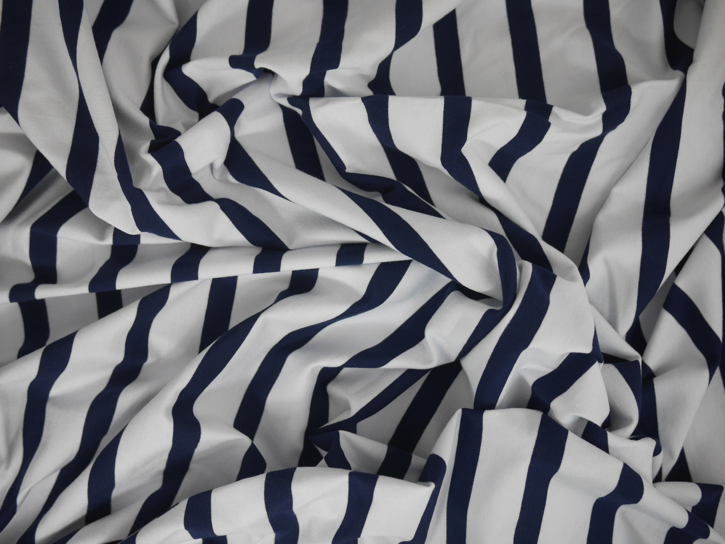 Striped Cotton Jersey - Navy and White 1 Metre Remnant