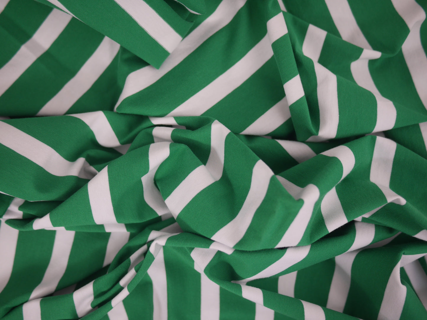 Striped Cotton Jersey - Green and White 0.70 Metre Remnant