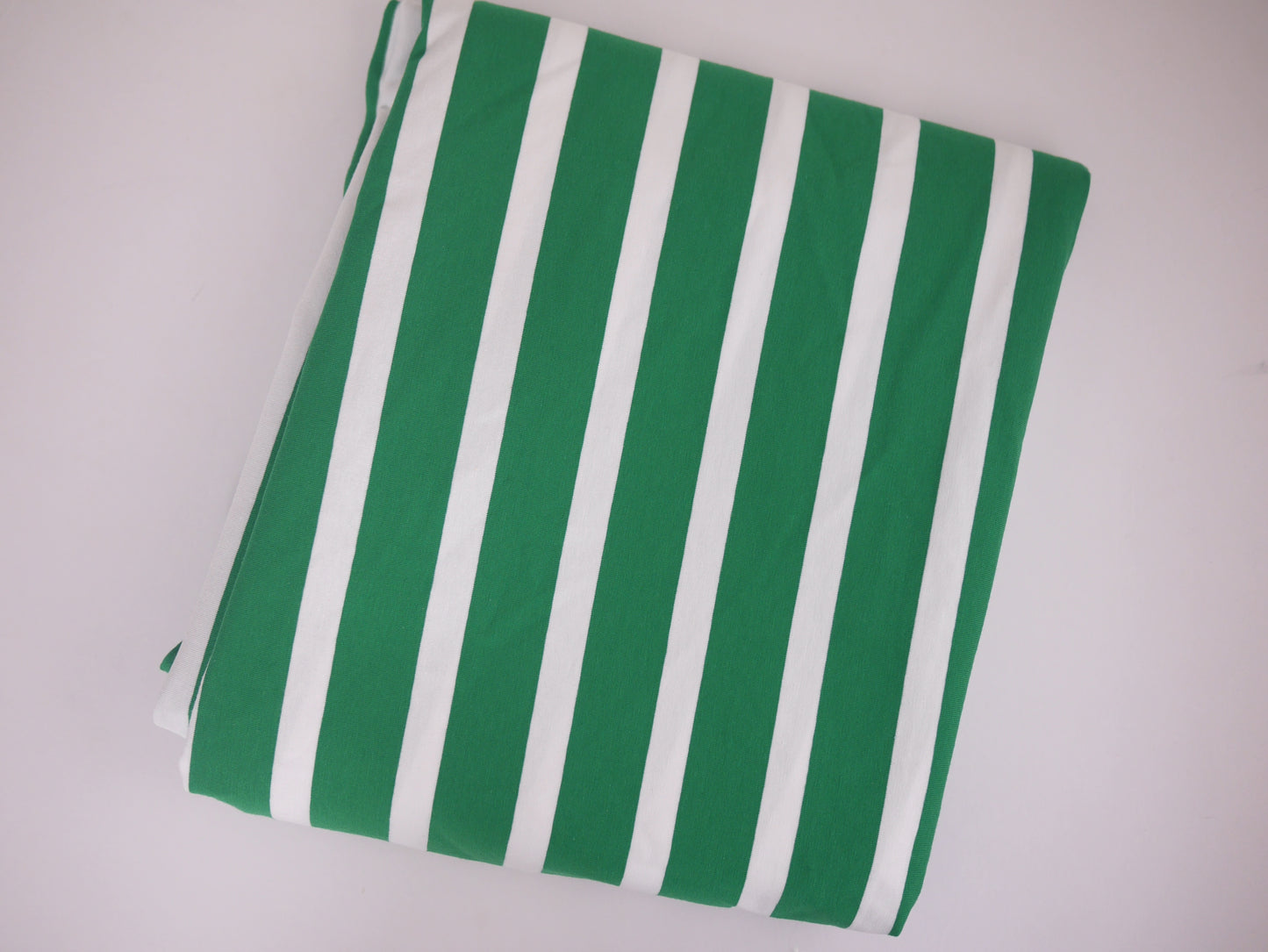 Striped Cotton Jersey - Green and White 0.70 Metre Remnant