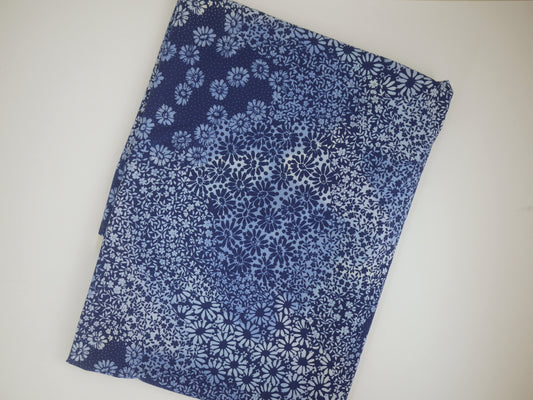 Cotton Elastane - Blue Daisy 0.80 Metre Remnant