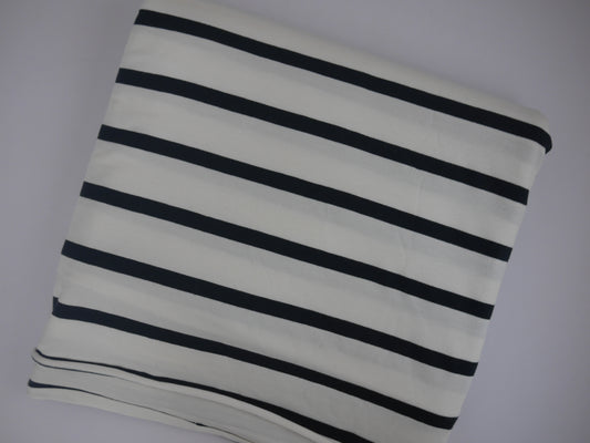 Striped Jersey - Black and White 2 Metre Remnant
