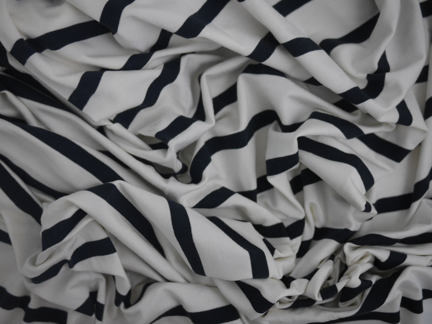 Striped Jersey - Black and White 2 Metre Remnant