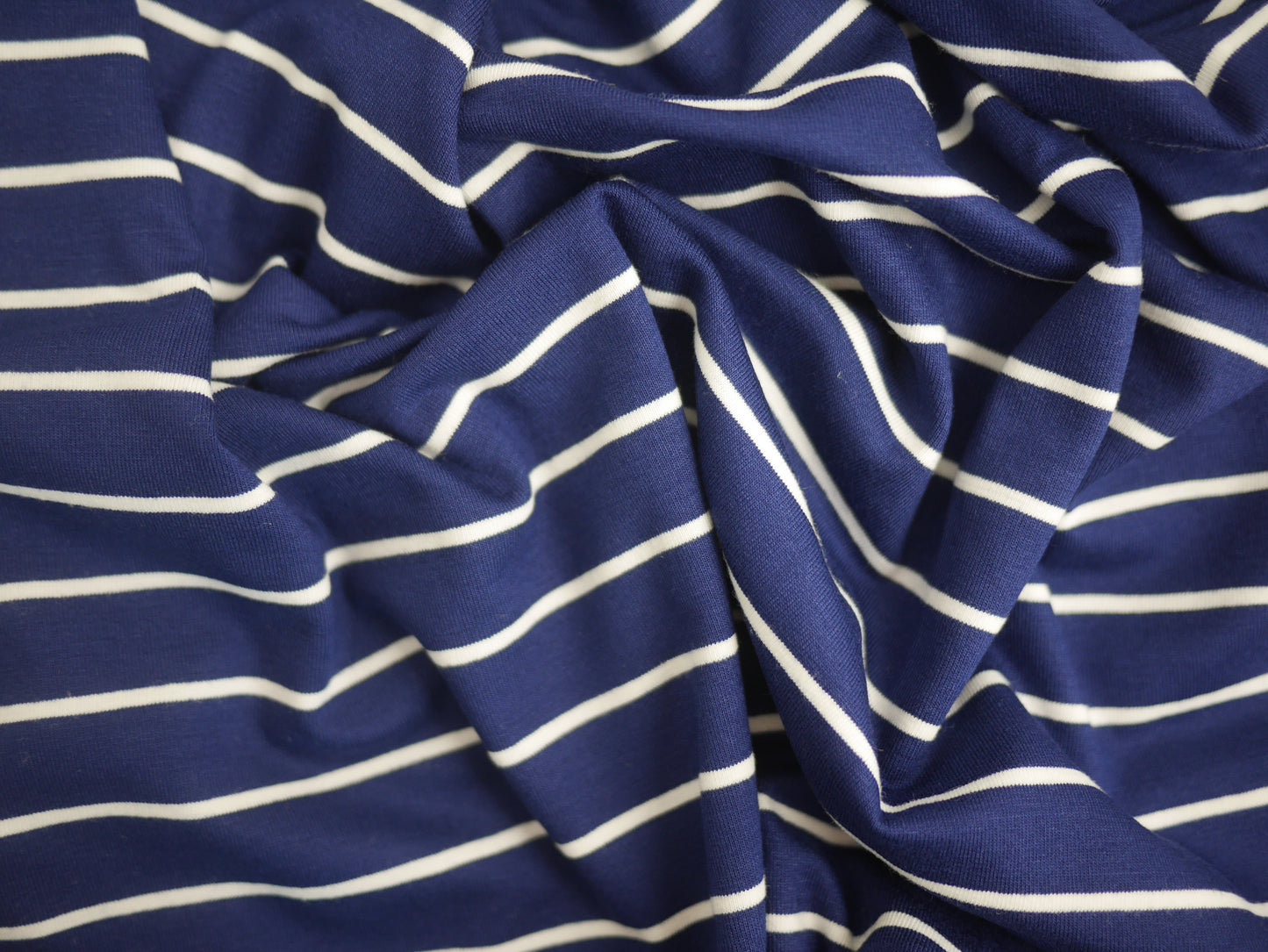 Single Jersey - Navy/White 1.65 Metre Remnant