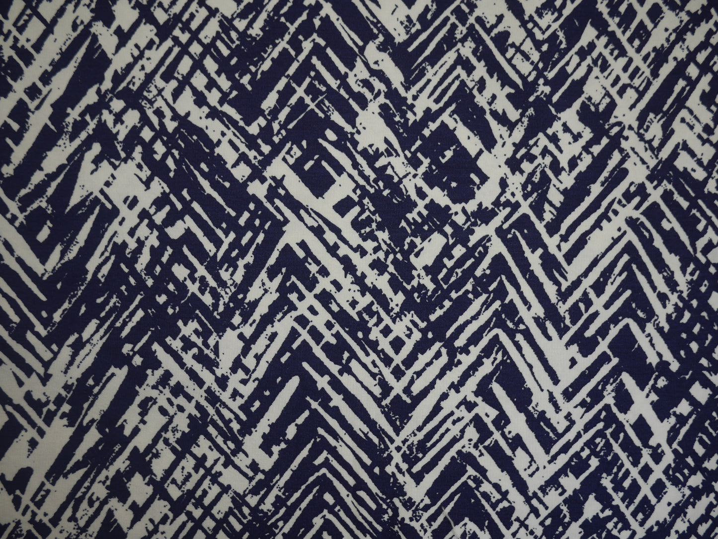 Viscose Jersey Navy and White Geometric - 0.80 Metre Remnant