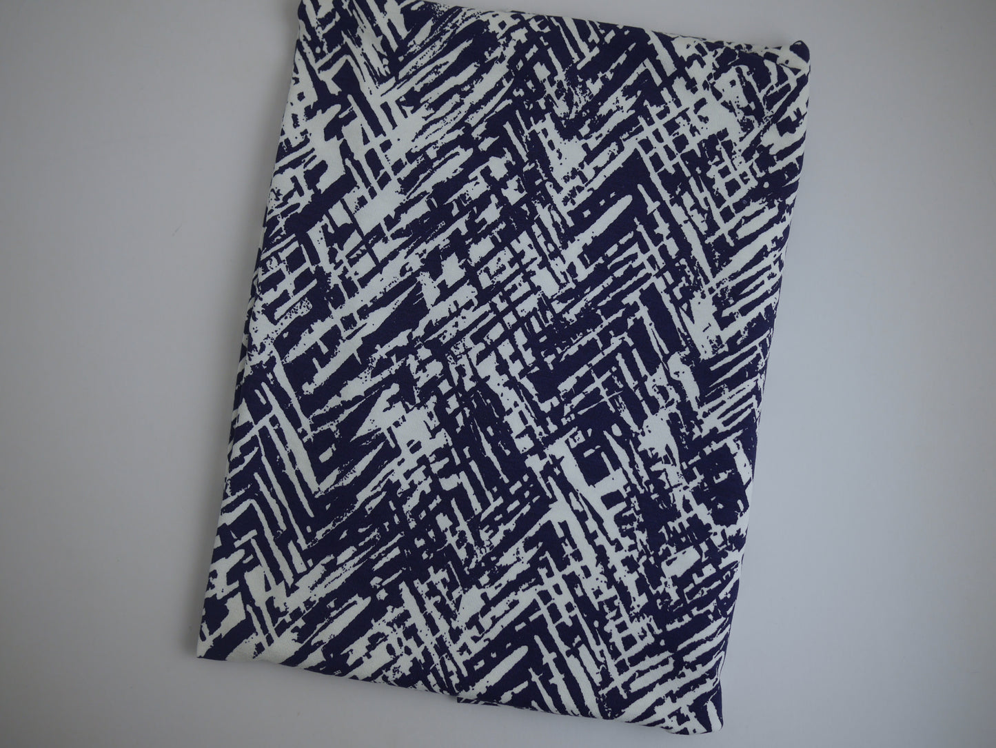 Viscose Jersey Navy and White Geometric - 0.80 Metre Remnant