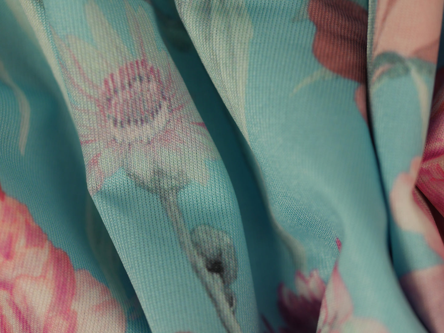 Recycled Filament Spun Polyester - Lush Floral On Turquoise