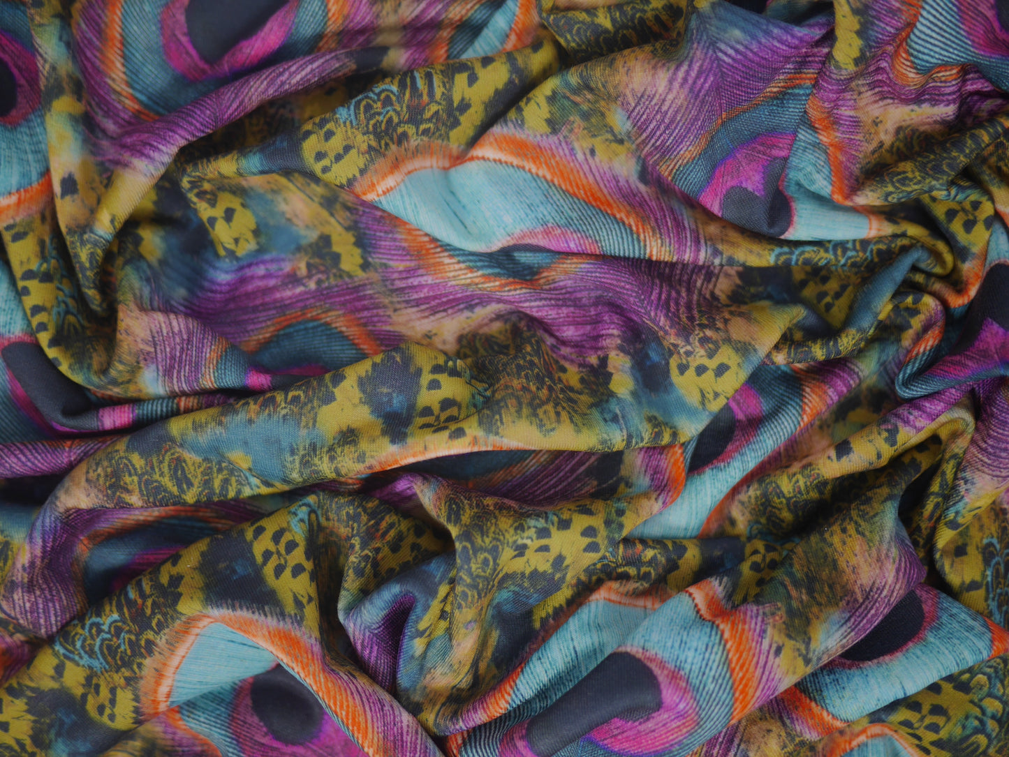 Recycled Soft Spun Polyester - Multicoloured Peacock