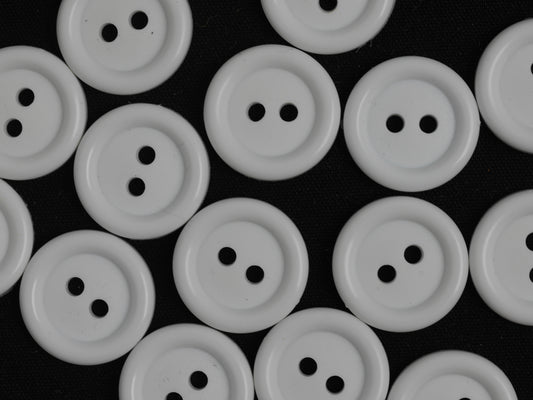 17mm White Thick Rim 2 Hole Button