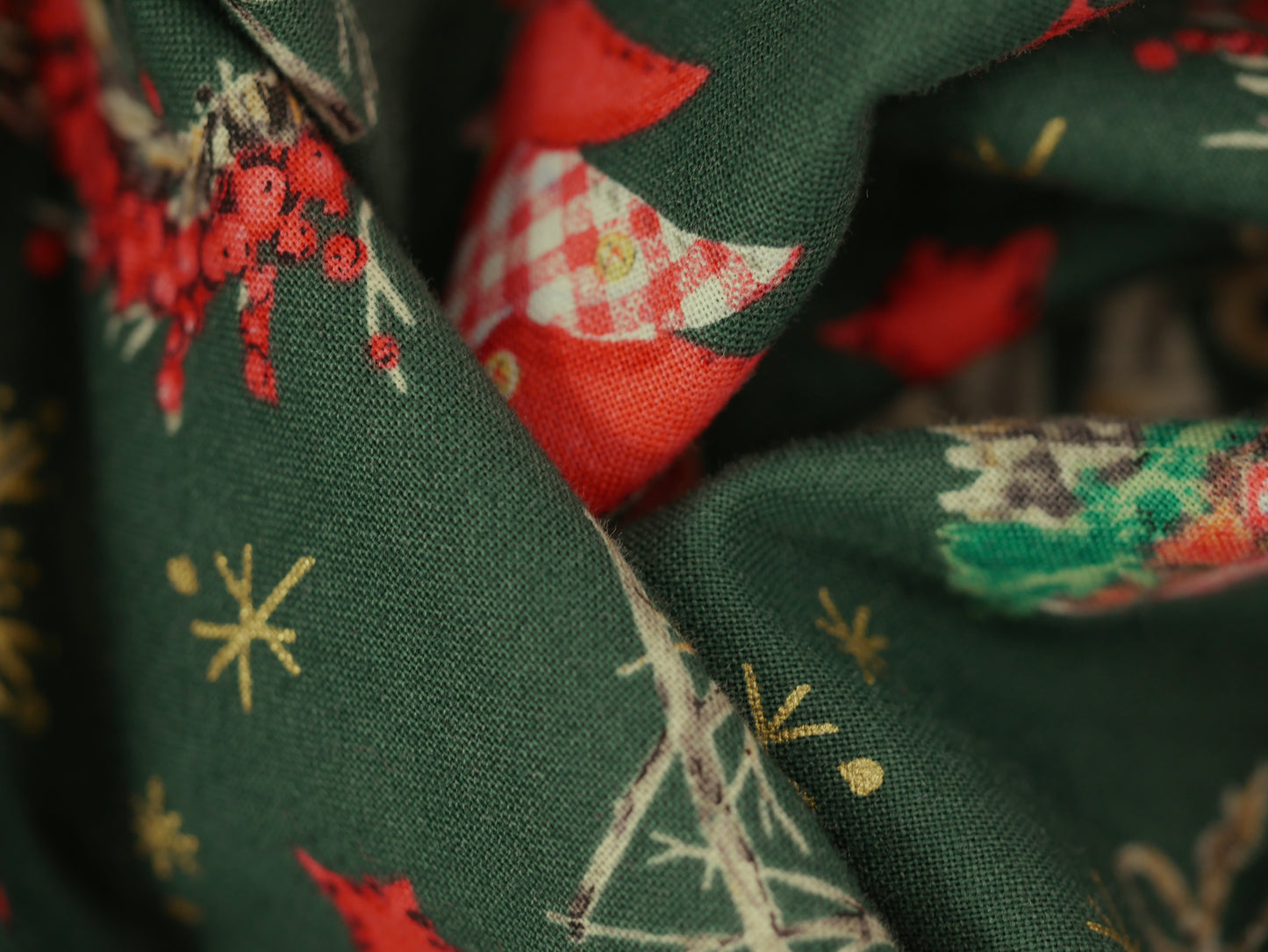 Printed Cotton Poplin - Green Christmas Wreaths