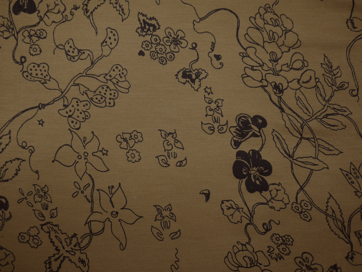Printed Viscose Jersey Fabric - Black Line Floral Print 2 Metre Remnant