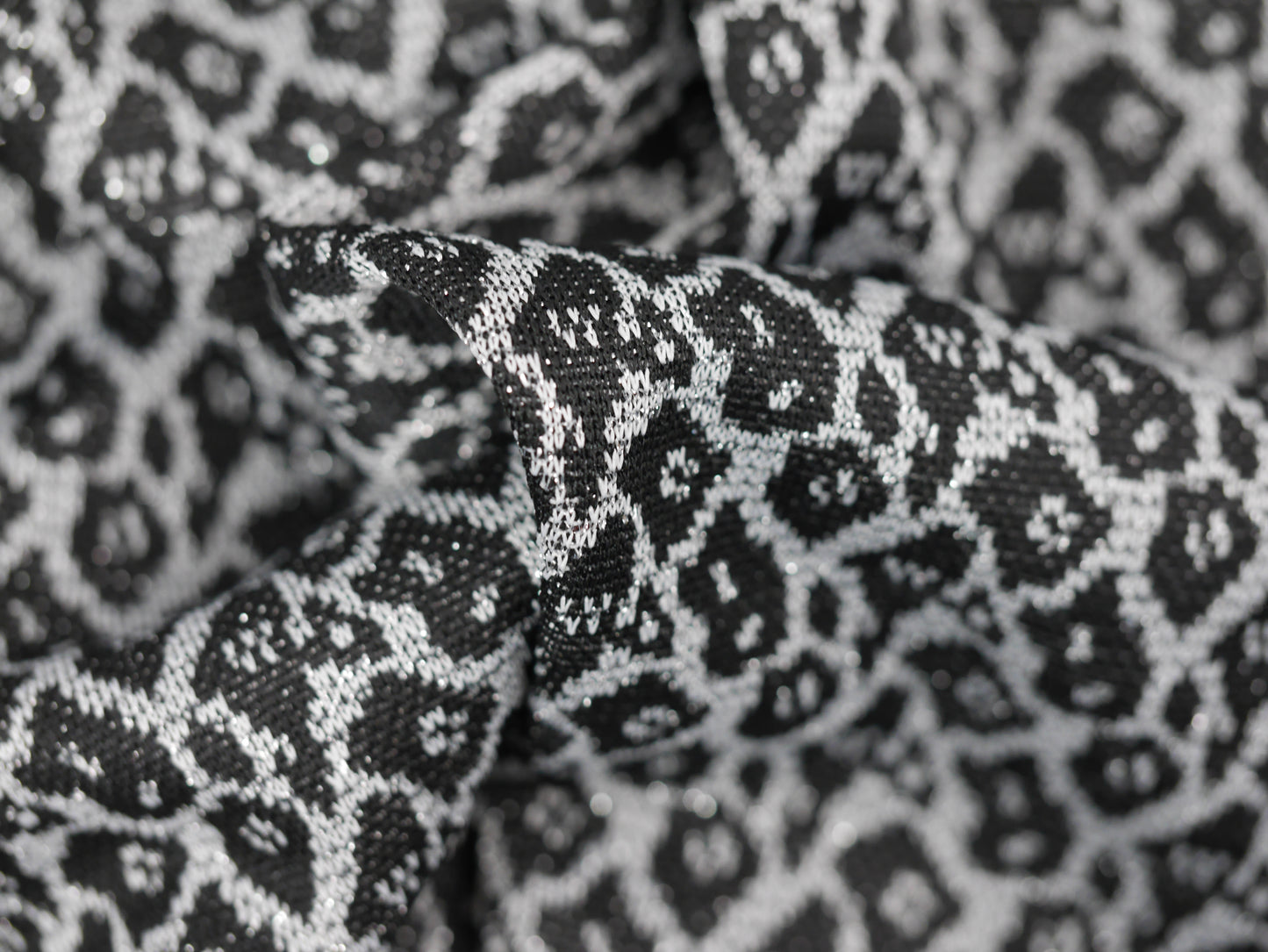 Metallic Jersey Jacquard - Silver Leopard 2 Metre Remnant