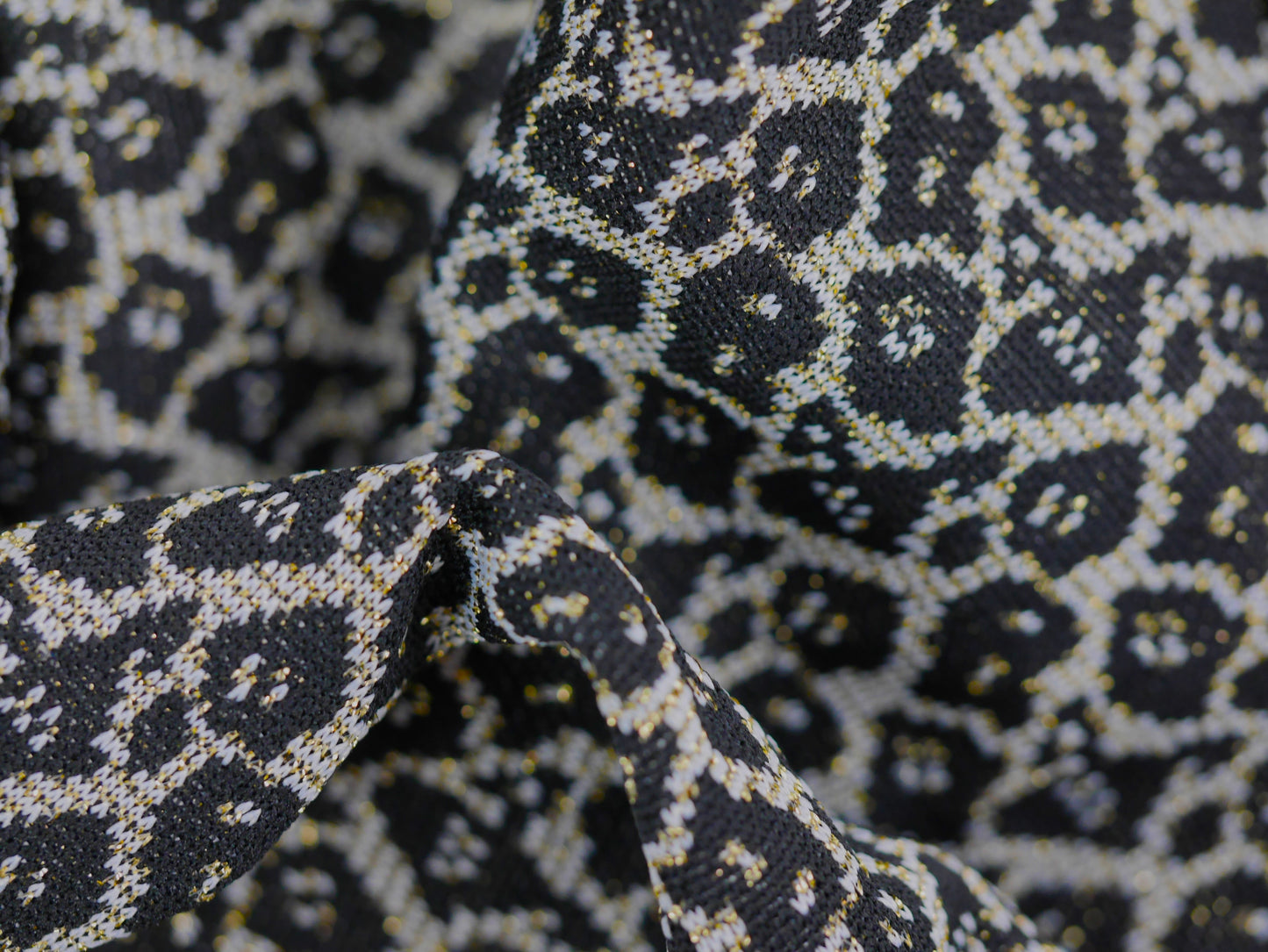 Metallic Jersey Jacquard - Gold Leopard 3 Metre Remnant
