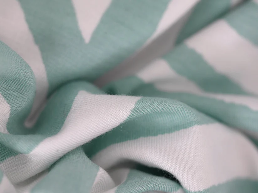 Single Jersey Printed Fabric - Haphazard Stripe Aqua 1 Metre Remnant