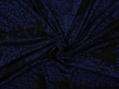 Foil Printed Viscose Jersey Fabric - Royal On black