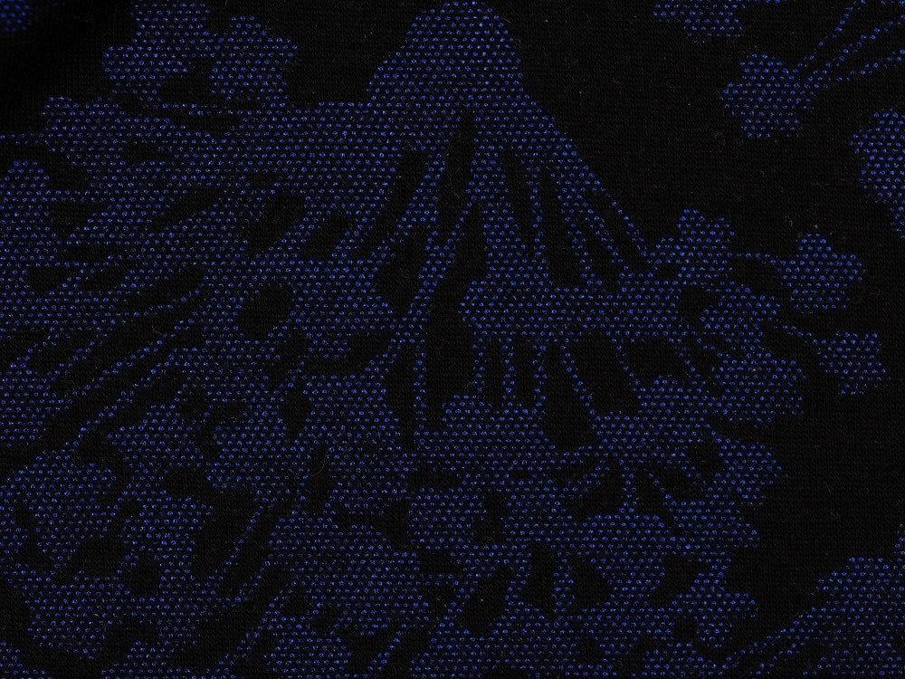 Foil Printed Viscose Jersey Fabric - Royal On black