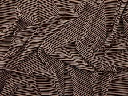 Double Jersey Ottoman Rib Stripe Fabric - Pink/Black/Grey
