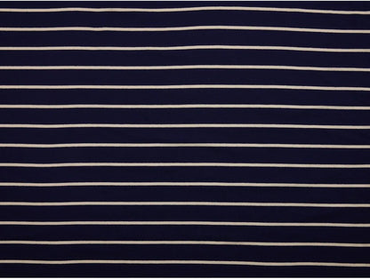 Single Jersey Stripe Fabric - Navy/White 1 Metre Remnant