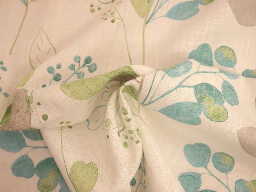 Cotton Linen Fabric - Ruscus Blue 0.85 Metre Remnant