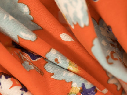 Printed Viscose Jersey Fabric - Orange Flower Dream
