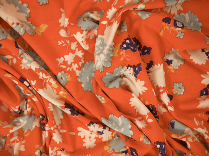 Printed Viscose Jersey Fabric - Orange Flower Dream