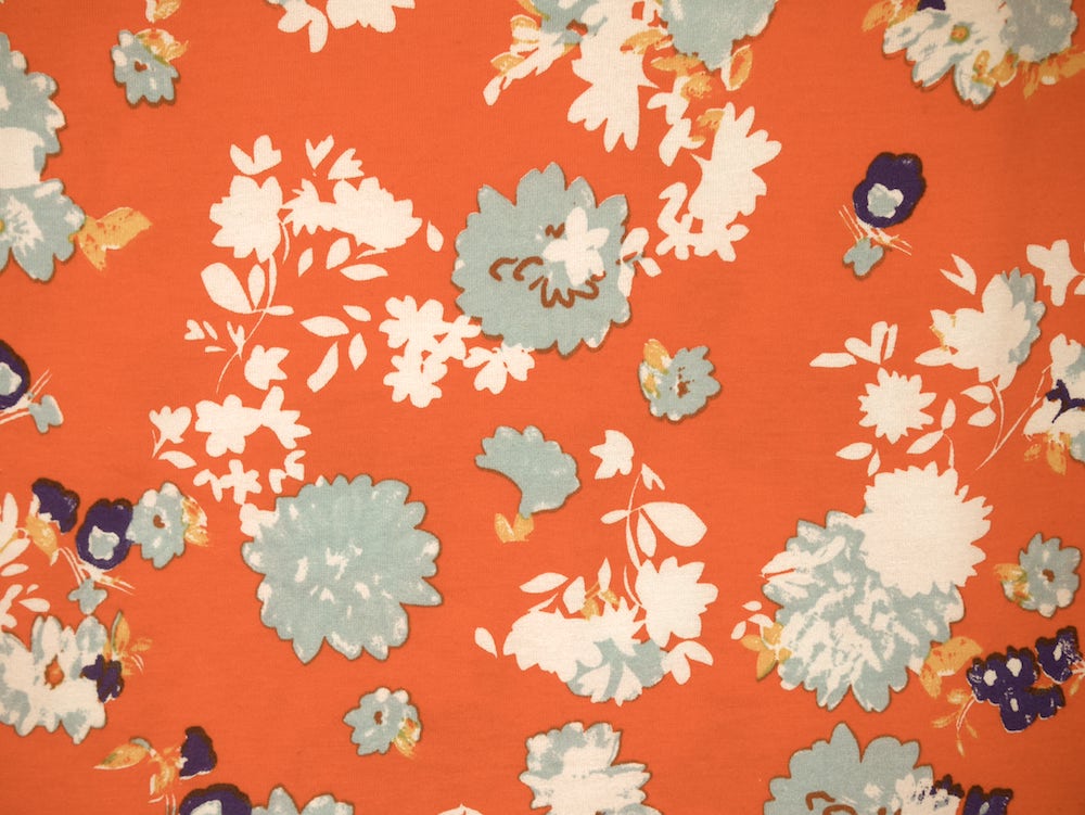 Printed Viscose Jersey Fabric - Orange Flower Dream