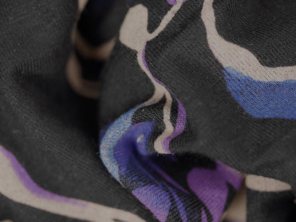Printed Viscose Jersey Fabric Blue & Purple Watercolour Roses