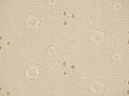 Cream Floral Broderie Anglaise Fabric - 1 Metre Remnant